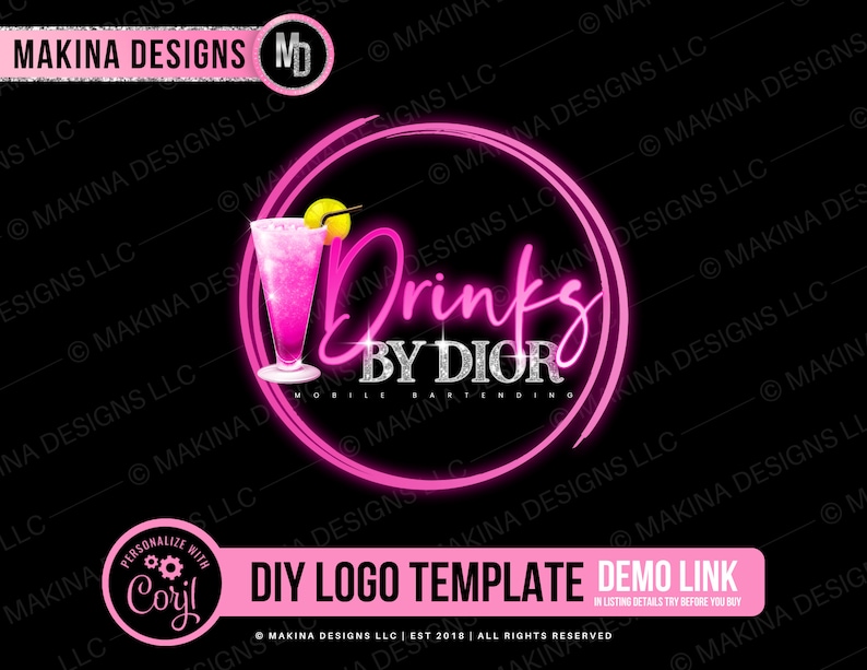 DIY LOGO DESIGN Bartender Logo Mobile Bartending Logo Etsy