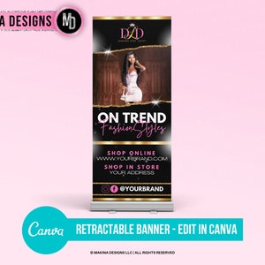 DIY RETRACTABLE BANNER, Fashion Boutique Retractable Banner, Canva Boutique Retractable Banner, Professional Retractable Banner