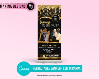 DIY RETRACTABLE BANNER, Hair Bundles Retractable Banner, Canva Boutique Retractable Banner, Professional Retractable Banner