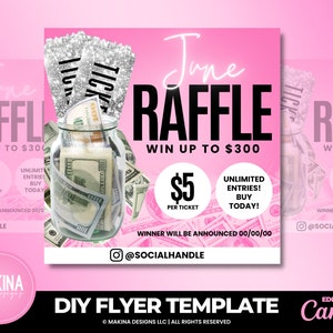 Raffle Giveaway Flyer template, Canva template, giveaway raffle social media post, raffle contest, giveaway raffle e-flyer template