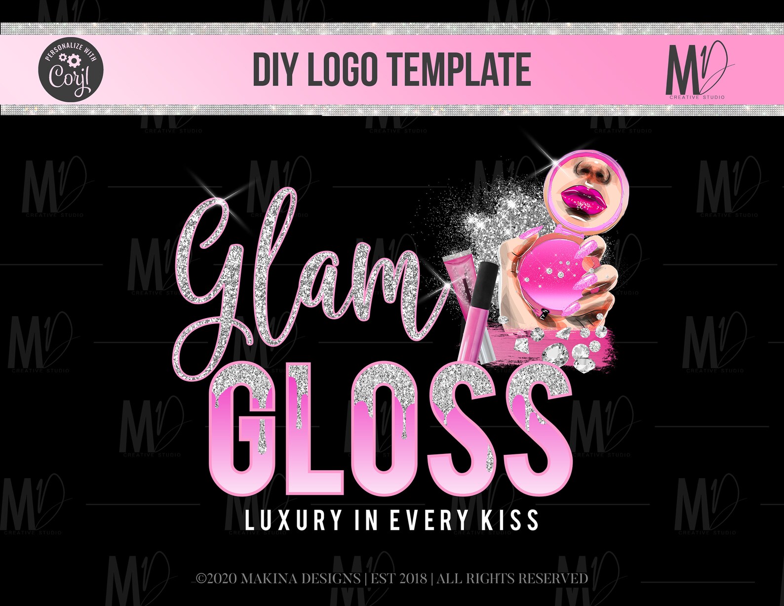 Lip Gloss Logo Design gloss Logo Design lip gloss Logo Etsy