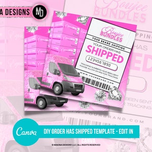 SOCIAL MEDIA FLYER, order has shipped flyer, shipped flyer, instagram flyer, shipping label flyer, canva template