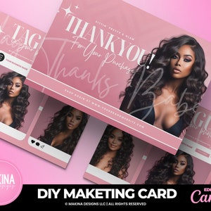 DANKE KARTE Vorlage, Bearbeiten in Canva, Dankeschön Karte, Gold Marmor, glam Design, Lash Card, Bundles Karte, Danke Kauf Karte