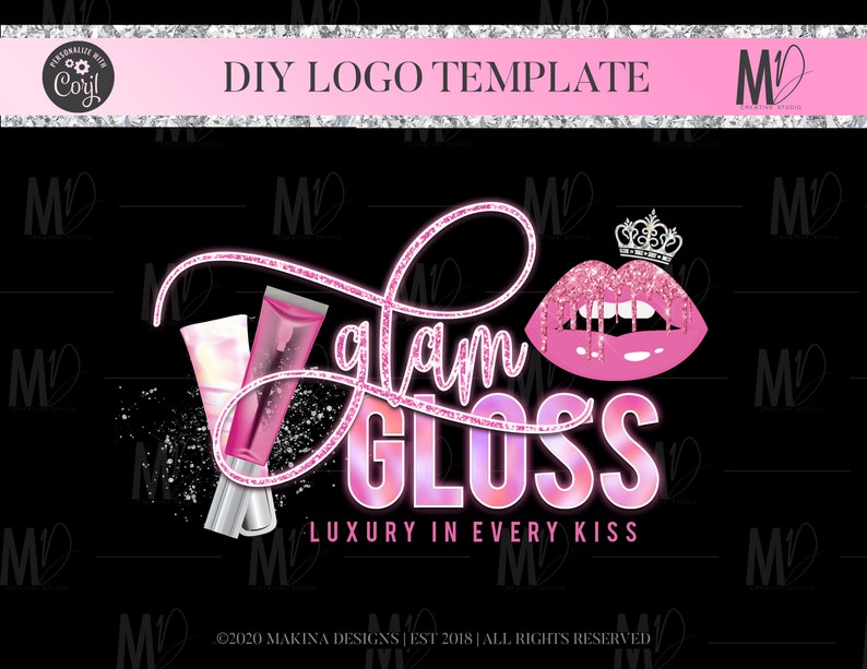 Lip Gloss Logo Design gloss Logo Design lip gloss Logo Etsy
