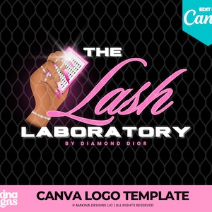 Editable Lash logo design for Canva, edit in Canva, Logo design, Lash logo design, Canva template, Canva logo