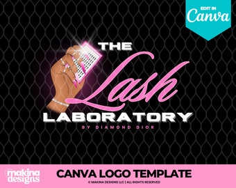 Editable Lash logo design for Canva, edit in Canva, Logo design, Lash logo design, Canva template, Canva logo