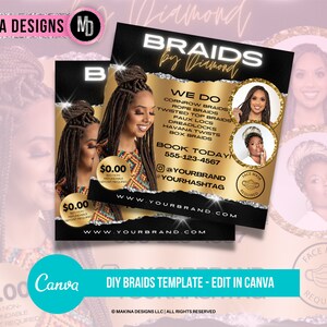 HAARSPANGEN VORLAGE, Zöpfe Flieger, Social Media Post, Instagram Flyer, Flyer Design, Haar flechten Cornroll Box Zöpfe Seil Zöpfe