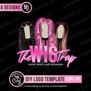 Hair logo, hair logo design, wig logo, logo template, hair extension logo, logo design hair stylist, wig logo design, bundle logos