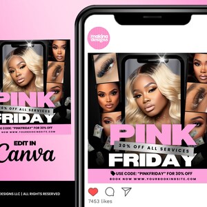 Editable Pink Friday Bookings, Black Friday Sale Flyer, Black Friday ...