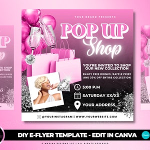 POP UP SHOP flyer, E-flyer, Social Media Flyer, winkel nu flyer, Beauty Template, Premade Flyer, Premade Template, canva flyer template