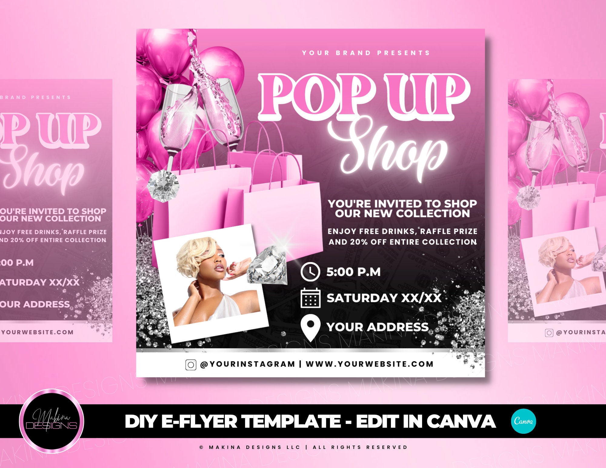 POP UP SHOP flyer, E-flyer, Social Media Flyer, shop now flyer, Beauty Template, Premade Flyer, Premade Template, canva flyer template