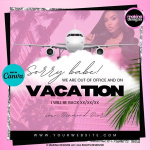 Zakelijke vakantieflyer, out-of-office flyer, winkeluren, zakelijke sociale media marketing flyer, Canva-sjabloon