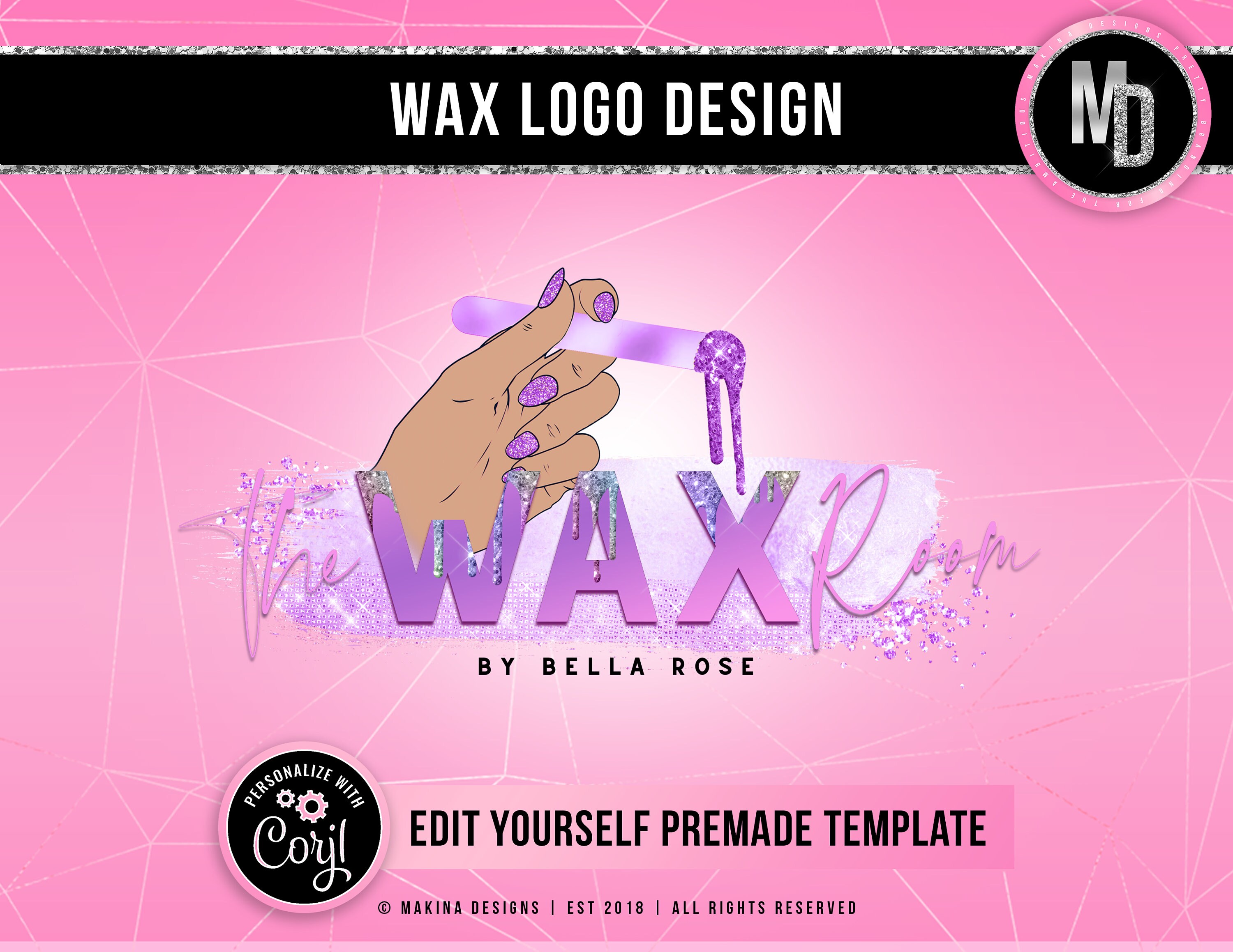 Wax Logo Design Waxing Logo Design Sugar Wax Logo Logo Etsy