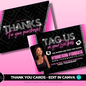 DANK U KAART sjabloon, Bewerken in Canva, bedankkaart, goud marmer, glamour ontwerp, zweepkaart, bundels kaart, dank u aankoopkaart