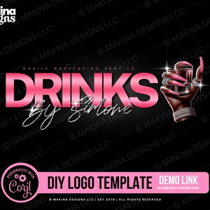 Bartender logo, DIY logo template, mobile bartending logo design, bartender logo template, wedding events birthdays bartending