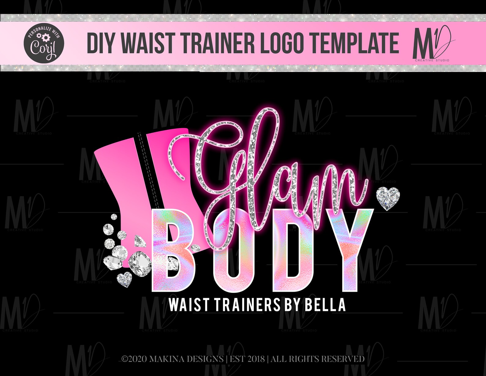 WAIST TRAINER LOGO Design waist training cinched Logo Logo Etsy