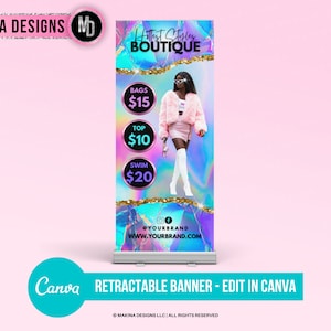 DIY RETRACTABLE BANNER, fashion boutique, Canva Boutique Retractable Banner, Professional Retractable Banner
