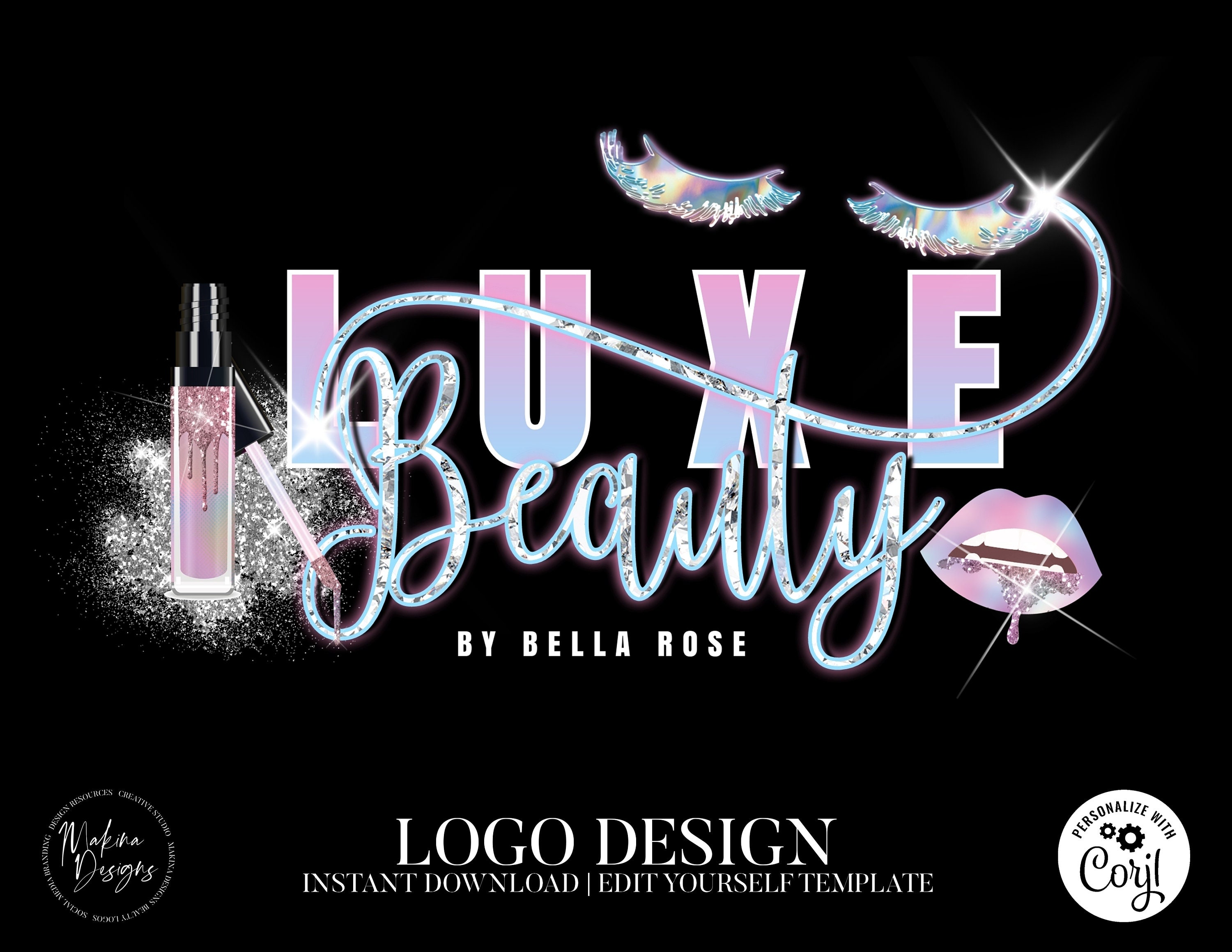 Lip Gloss Logo Design gloss Logo Design lip gloss Logo Etsy