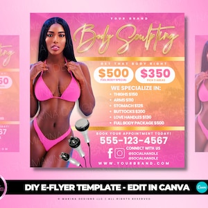 BODY CONTOURING E-FLYER, Canva template, body spa, body contouring, contouring flyer, social media flyer, body sculpting