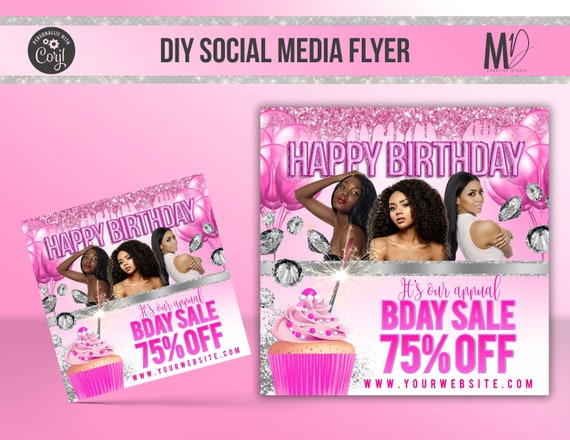 Social Media Flyer Happy Birthday Flyer Sale Flyer Etsy