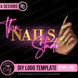 Nail tech logo, Logo design, Logo, Premade logo, Logo Template, nails logo, nail logo, nail techinician, long. nails, holographic image 1