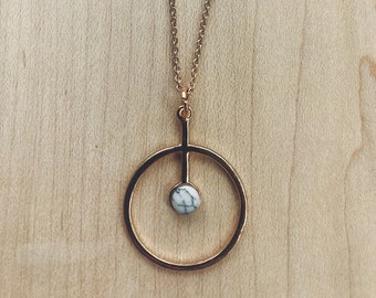 Gold Plated Marble Stone Necklace