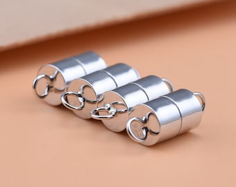 Pack of 4 Brass Column Silver Magnetic Clasps 20 x 8mm