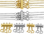 Layered Necklace Detangler, Necklace Detangler Clasp, Detangler Spacer Tube Clasp, Bar Clasp with Spring Buckle, Necklace Clasp