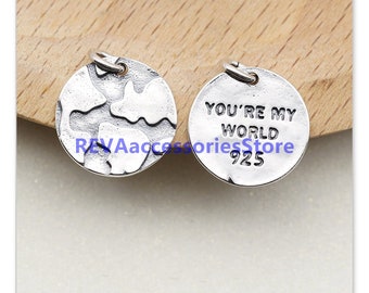 10pcs SHINNY silver color 2sided Puerto Rico map design charms