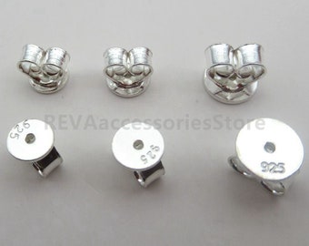 100//200 Silver Plated Ear Nuts Stoppers Butterfly Earring Backs Scrolls Push Fit