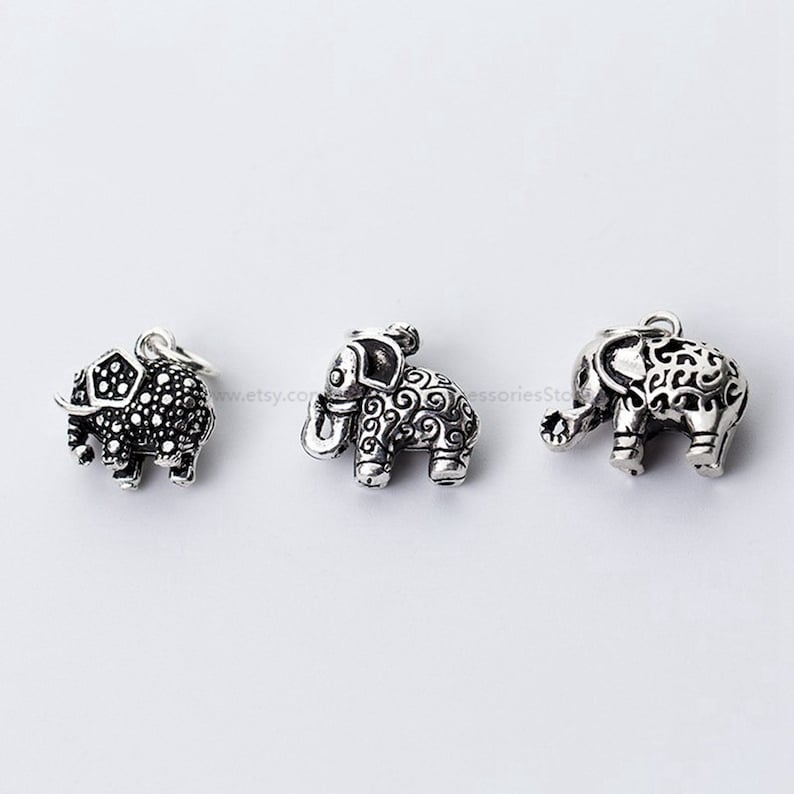 2pcs Sterling Silver Elephant Charm Necklace Charm Bracelet Charm Animal Charm Small Charm Elephant Charm Pendant Tiny Charm