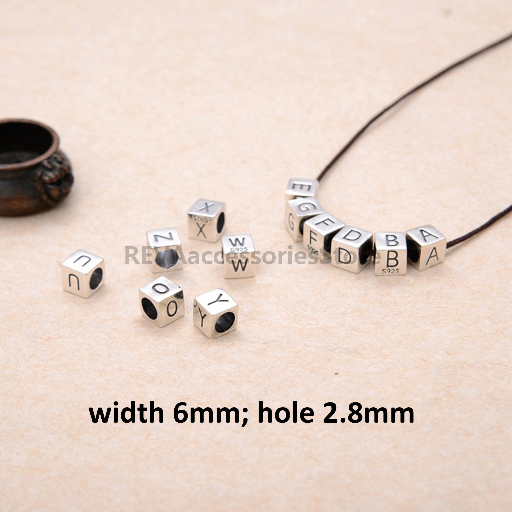 Sterling Silver letter Beads Initial Beads Alphabet Bead Etsy