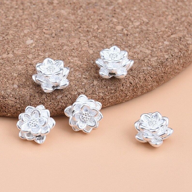 12.8mm Sterling Silver Lotus Bead Lotus Flower Beads Lotus Etsy