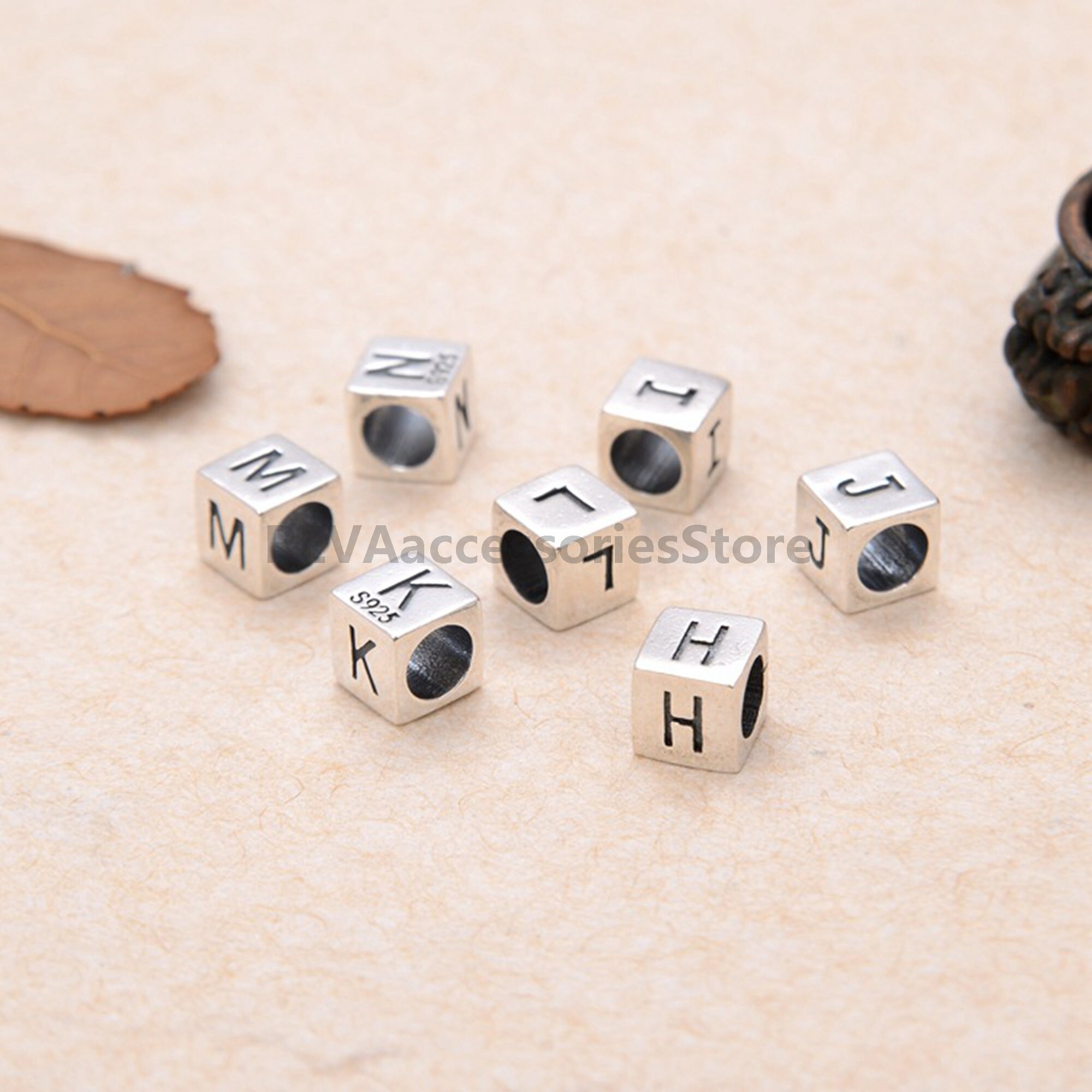 Sterling Silver letter Beads Initial Beads Alphabet Bead Etsy