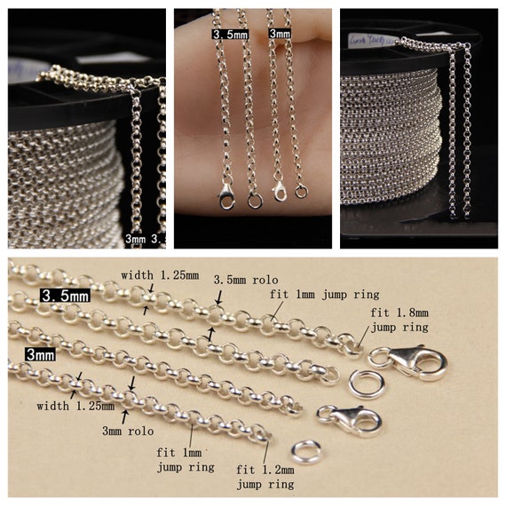 cadena plata de ley rolo sterling 925 36-80cm;1,5-4,0mm