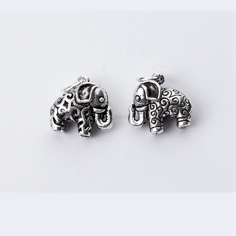 2pcs Sterling Silver Elephant Charm Necklace Charm Bracelet Charm Animal Charm Small Charm Elephant Charm Pendant Tiny Charm