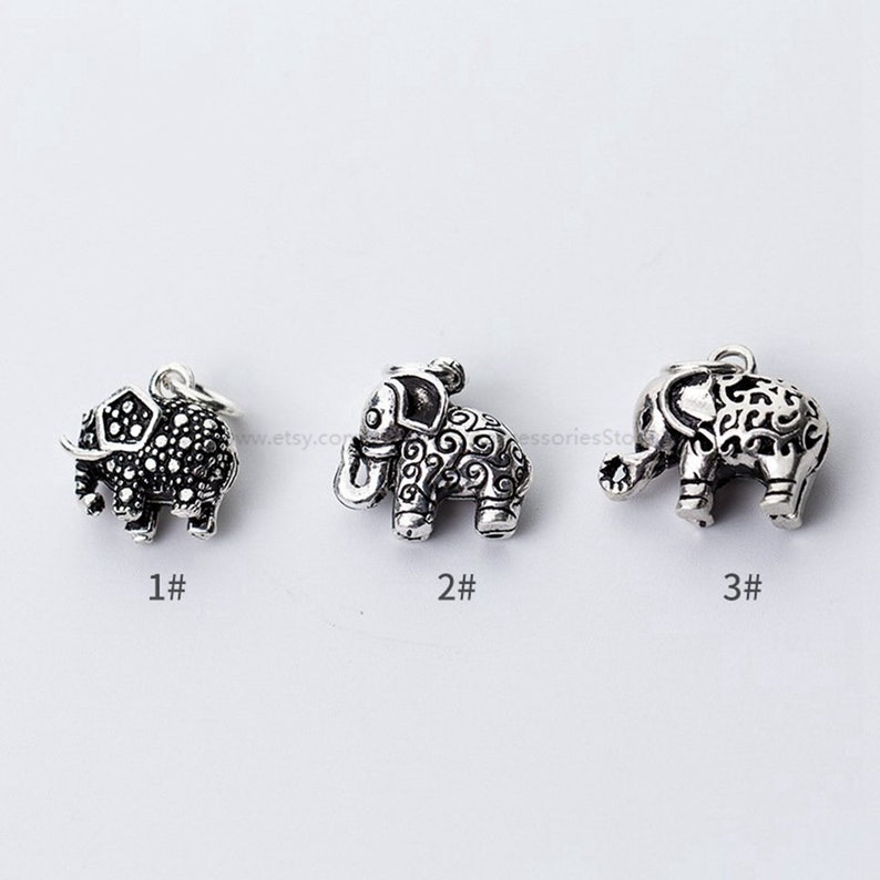 2pcs Sterling Silver Elephant Charm Necklace Charm Bracelet Charm Animal Charm Small Charm Elephant Charm Pendant Tiny Charm