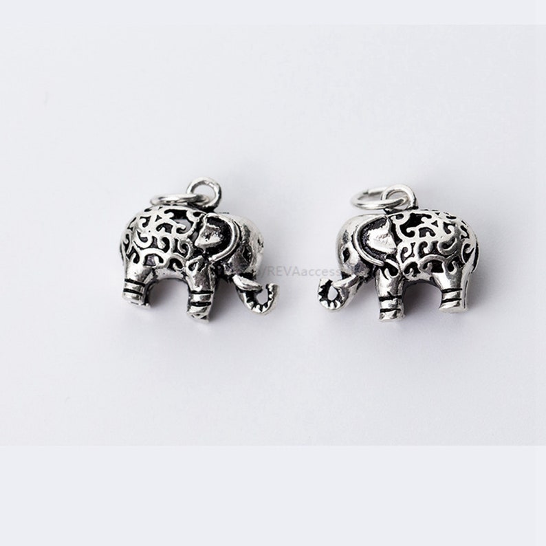 2pcs Sterling Silver Elephant Charm Necklace Charm Bracelet Charm Animal Charm Small Charm Elephant Charm Pendant Tiny Charm
