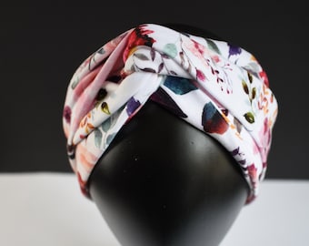 HAIR BAND to wrap yourself / headband made of organic jersey with flowers / handmade