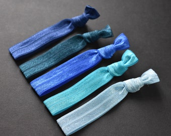 Hair rubber set / blue / turquoise / ombre / bracelet / 5 pieces