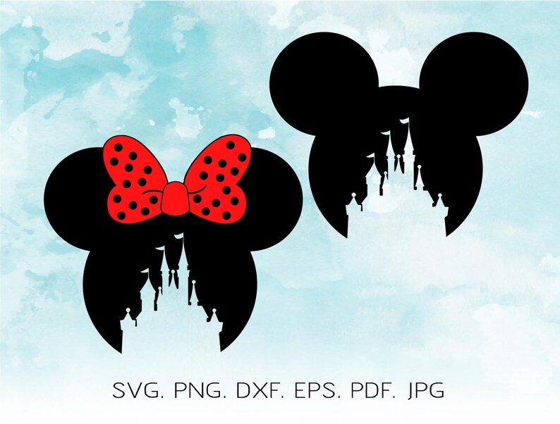 Disney Castle SVG Mickey Minnie Mouse Head SVG svg dxf png Silhouette