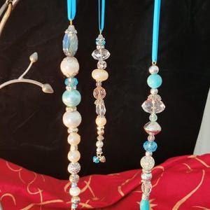 Jeweled icicles for Christmas tree. Set of 3.