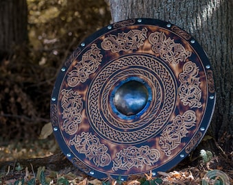 Viking Shield: Norse Dragon Wood Wall Decor, Handmade