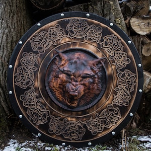 Viking Shield,Wolf Shield,Viking Wall Decor,Wood Wall Art,Handmade Home Decor,Fathers Day Gift For Him,Handmade Gift for Him,Wall Hangings