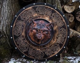 Escudo vikingo medieval de madera – Escudo vikingo hecho a mano – Escudo  desgastado de batalla – Escudo vikingo – Escudo de decoración de pared –
