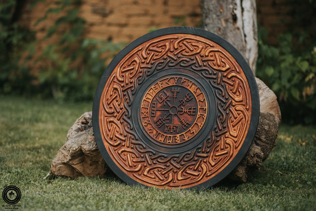 Viking Shield Vegvisir,viking Wall Decor,wood Wall Art,handmade Home