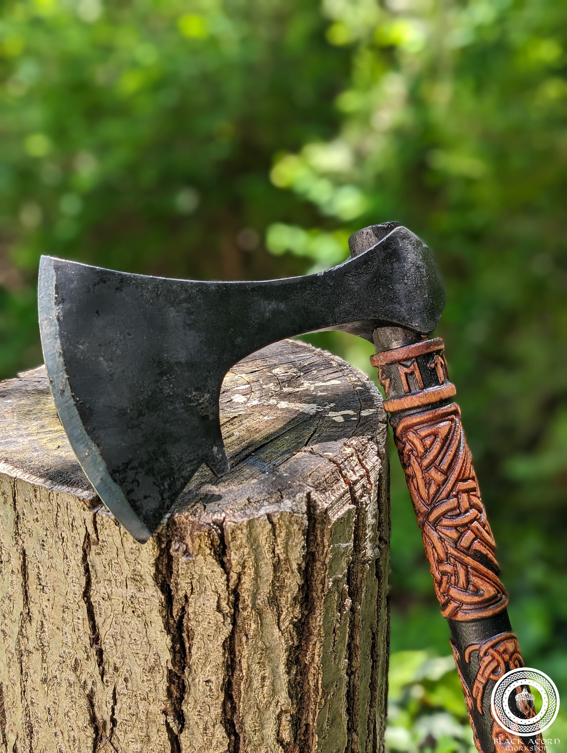 Hache Viking Berserker à Deux Mains - Forgée Main - Acier Carbone - EAGLEMART