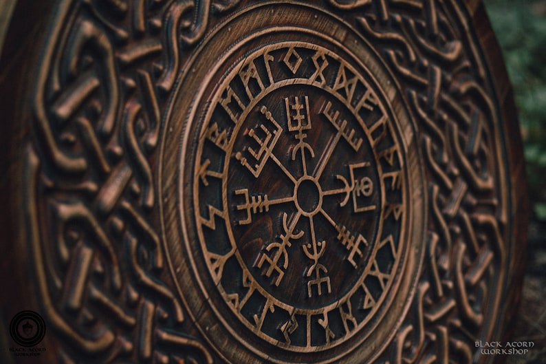 Viking Shield Vegvisirviking Wall Decorwood Wall - Etsy