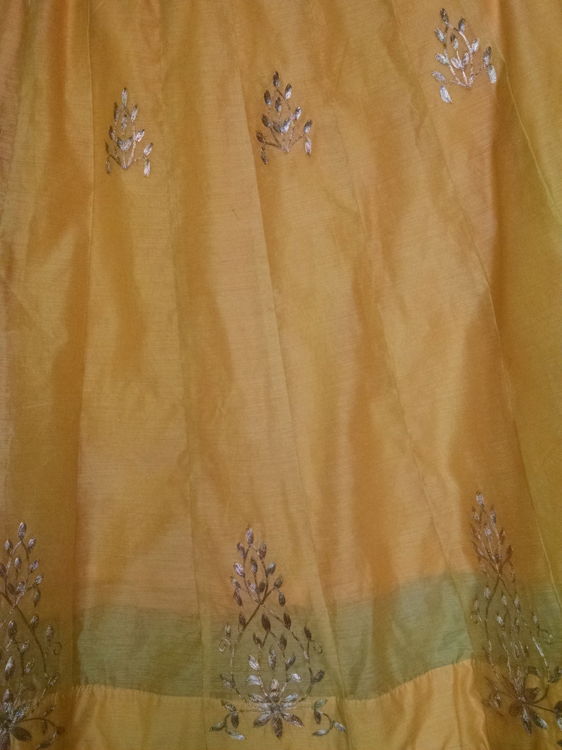 Abaya estilo amarillo vestido de algodón seda maxi vestido Anarkali Kameez hecho a mano w / hilo bordado gasa dupatta con encaje ropa de mujer imagen 7