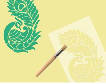 Reusable Plastic Paper 4 itches side feathered Peacock Stencil for Painting T-shirts Pillow Covers Bed Sheets Bags Tiles Wall Furniture